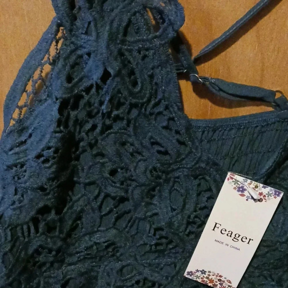 Feager Women Lace V Neck Dresses Chiffon Cami Adjustable Spaghetti Strap - Picture 4 of 5